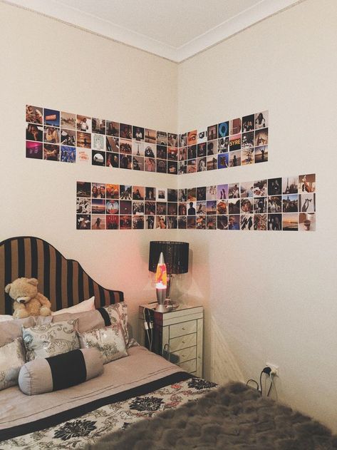 Bedroom Ideas Picture Wall, Photo Wall Collage Bedroom Layout 4x6, Wall Pics Collage Ideas, Picture Wall Ideas Bedroom Diy Photo, Instax Wall Ideas, 4x6 Photo Wall Collage Ideas, Photo Wall Ideas Bedroom, Wall Photo Collage Ideas, Pictures Wall Ideas