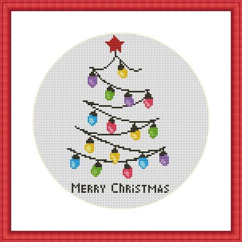 Christmas Lights Tree, Merry Christmas Cross Stitch, Kriss Kross, Christmas Cross Stitch Patterns Free, Cross Stitch Pattern Christmas, Holiday Cross Stitch Patterns, Funny Cross Stitch Patterns, Holiday Cross Stitch, Xmas Cross Stitch