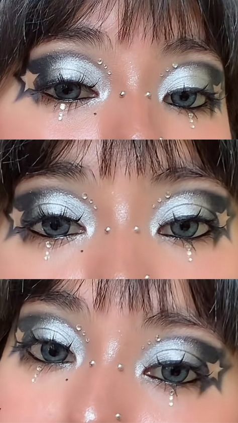 Popstar Makeup, Kesha Makeup, Shower Makeup, Glittery Eye Makeup, Esthetician School, Concert Makeup, Dramatic Eye Makeup, Star Makeup, Creative Makeup Looks