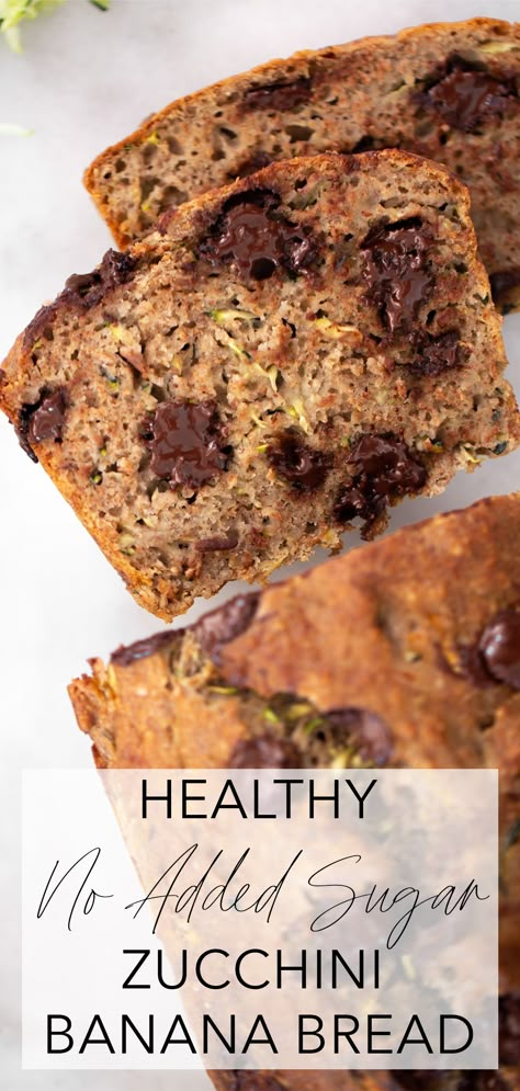 Clean Zucchini Bread, Banana Muffins No Sugar, Zucchini Banana Bread Recipes, Banana Zucchini Muffins, Healthy Baked Goods, Zucchini Bread Healthy, Zucchini Banana, Zucchini Banana Bread, Banana Bread Recipe Healthy