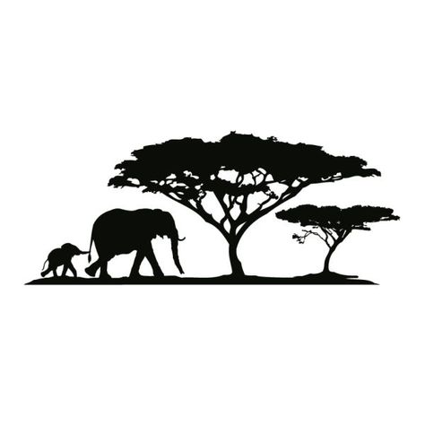 wall tattoo elephant mother with elephant baby and trees ... Stab Tattoo, Tree Tatto, Elephant Stencil, Tattoo Elephant, Tattoo Baby, Trees Silhouette, Wand Tattoo, Elephant Silhouette, Afrique Art