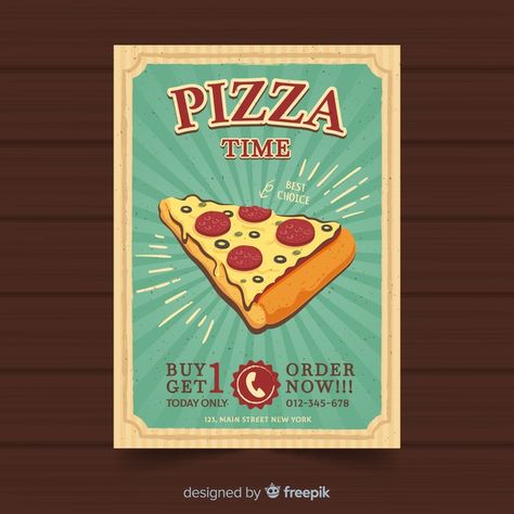 Vintage pizza brochure template Free Vec... | Free Vector #Freepik #freevector #brochure #flyer #food #vintage Pizza Flyer, Vintage Pizza, Historical Logo, Pizza Poster, Pizza Logo, Bottle Drawing, Vintage Paper Background, Restaurant Flyer, Leaflet Design