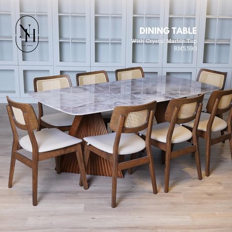 8 Seater - Dining Table with crystal marble top #nurihomediningtable #nurihome #diningtable Narra Dining Table Design, Marble And Wood Dining Table, Marble Dining Table Design, Dining Table Marble Top, Marble Dinning Table, 8 Seater Dining Table, Crockery Unit, Marble Top Dining Table, Home Door Design