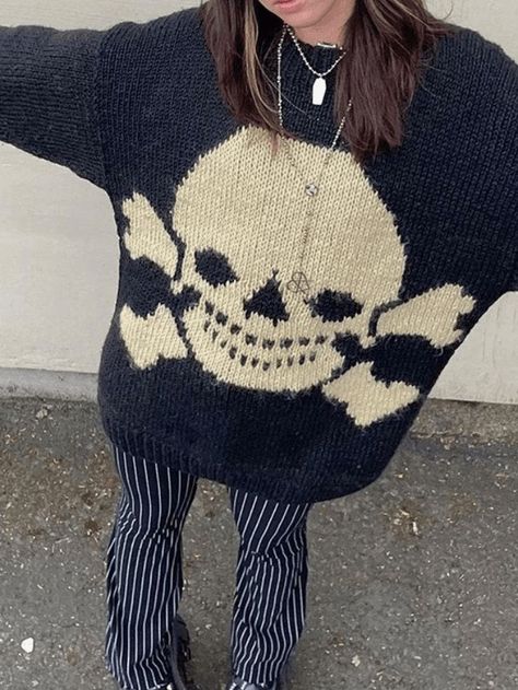 2023 Buy Vintage Skull Jacquard Pullover Sweater under US$44 in Sweaters Online Store. Free Shipping with US$69+. Check reviews and buy it today. Style: Casual/Street/Vintage/Punk/Hip Pop/Grunge Fabric Content: Polyester Blend Fit Type: Loose fit #y2k #retro #aesthetic #90s #90sfashion #fairy #grunge #grungefashion #vintage #vintagestyle #backtoschool #backtoschooloutfits #firstdayofschooloutfit #fall #fallfashion #winter #streetstyle #outfits #ootd #trendyoutfits #fashionista #casualoutfits Goth Sweater, Loose Jumper, Jacquard Design, Vintage Skull, Vintage Punk, Women Long Sleeve Tops, Y2k Streetwear, Knit Outfit, Casual Streetwear