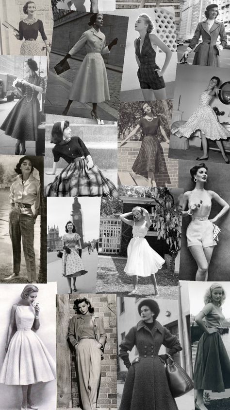 #1950s #vintage #outfit Vintage Women Photos 1950s, 1950s High School Fashion, 1950 1960 Fashion, Old Money 1950s, 50s Aesthetic Fashion Women, 50s Aesthetic 1950s, Retro 50s Aesthetic, Late 50s Fashion, 50s Aesthetic Fashion