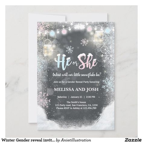 Winter Gender reveal invitation Cold Outside Snow Winter Gender Reveal, Christmas Gender Reveal, Bee Gender Reveal, Bow Gender Reveal, Gender Reveal Themes, Gender Reveal Ideas, Gender Reveal Party Invitations, Shower Collection, Gender Reveal Invitations