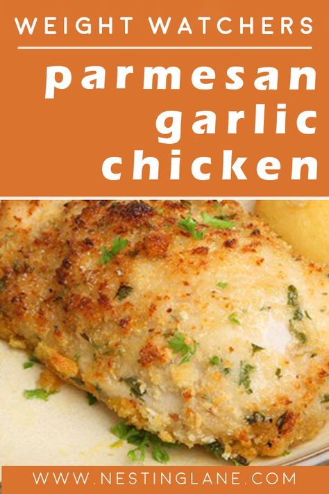 Weight Watchers Parmesan Garlic Chicken Recipe Weight Watchers Chicken Breast Recipes, Weight Watchers Chicken Breast, Parmesan Garlic Chicken, Boneless Skinless Chicken Breast Recipes, Skinless Chicken Breast Recipes, Weight Watchers Meals Dinner, Chicken Boneless Breast Recipes, Garlic Chicken Recipe, Weight Watchers Meal Plans