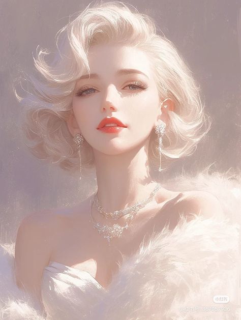 Semi Realistic Manga Art, Blonde Hair Woman Art, Realistic Woman Drawing, White Haired Goddess, Blonde Woman Drawing, Blonde Girl Art, Drawing Cartoon Faces, Royal Art, Female Character Concept