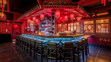 Chinese Restaurant Interior, Chinese Bar, Chinese Cafe, Restaurants In Los Angeles, China Restaurant, Vintage Diner, Chinese Interior, Fancy Restaurants, Rooftop Lounge