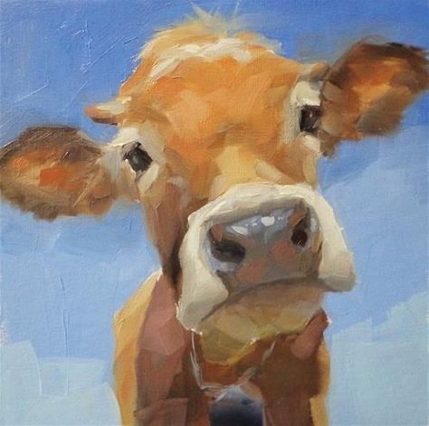 Cow Painting Aesthetic, Cows Painting Acrylic, Cow Art Prints, Painting A Cow, Cow Close Up, Animal Close Up Art, Cool Animal Paintings, Cool Small Paintings, Cow Pictures Drawing