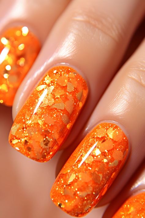 tangerine glitter nails, nail design, nail art, nail inspo, nail ideas, glittery nails, holiday nails, festive nails, sparkly nails, seasonal nails, nail trends, nail goals, nail style, vibrant nails, orange nails, tangerine nails, glitzy nails, nail decor, nail creativity, nail aesthetics, unique nails, nail shades, trendy nails, nail shades, nail obsession Glittery Orange Nails, Orange Glam Nails, Orange Nails Sparkle, Orange Glitter Nails Acrylic, Tennessee Orange Nails, Deep Orange Nails, Orange Sparkly Nails, Sparkly Orange Nails, Orange Nails Glitter