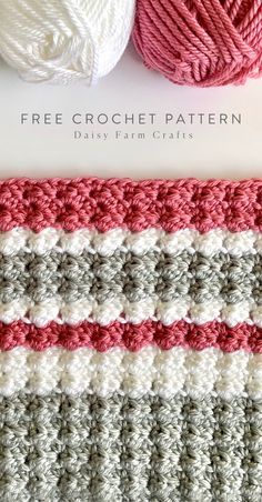 Free Crochet Pattern - Sedge Stripes Baby Blanket Daisy Farm, Striped Baby Blanket, Crochet Baby Blanket Free Pattern, Crochet Afghan Patterns Free, Crochet Stitches For Blankets, Farm Crafts, Crochet Patterns Free Blanket, Haken Baby, Crochet Throw