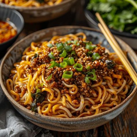 cookefast - Better Than Takeout Dan Dan Noodles... Hawaii Foods, Mongolian Ground Beef Noodles, Dan Dan Noodles Recipe, Ground Beef Noodles, Mongolian Ground Beef, Beef Noodle Stir Fry, Dan Dan Noodles, Stir Fry Ingredients, Beef Noodles