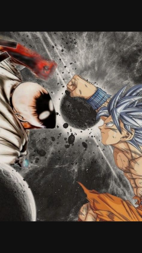 Goku Vs One Punch Man, One Punch Man Vs Goku, Goku And Saitama, Saitama Vs Garou, Goku Vs Saitama, Saitama Manga, Anime Multiverse, Saitama Anime, Dragon Punch