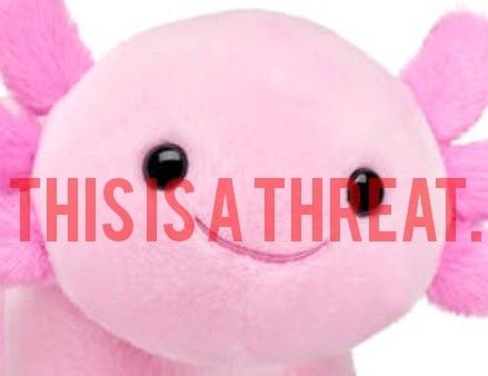 This Is A Threat Reaction Pic, Funny Axolotl Pictures, Threat Reaction Pic, Human Axolotl Oc, Axolotl Oc Art, Axolotl Human, Build A Bear Axolotl, Axolotl Pfp, Funny Threats