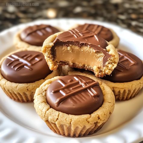 Peanut Butter With Reese Cups, Cookies Using Reeses Peanut Butter Cups, Reese’s Cup Stuffed Peanut Butter Blossom Cookies, Peanut Butter Cup Cookies Recipe, Mini Peanut Butter Cup Cookies, Home Made Reese Cups, Peanut Butter Reese Cup Cookies, Resses Peanut Butter Cups Homemade, Reese’s Peanut Butter Cups