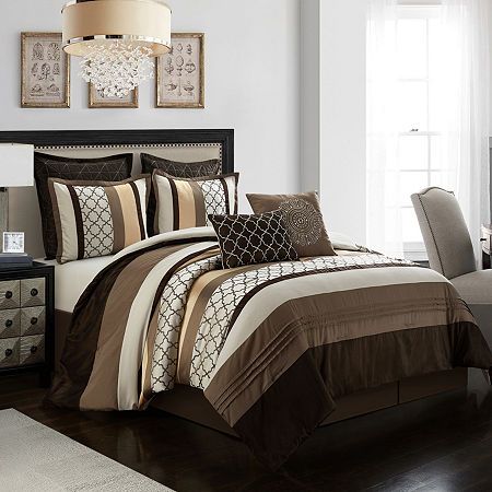 Brown Comforter Sets, Brown Comforter, Unique Decorative Pillows, Complete Bedding Set, European Pillows, Embroidered Bedding, King Comforter Sets, Print Comforter, Queen Comforter Sets