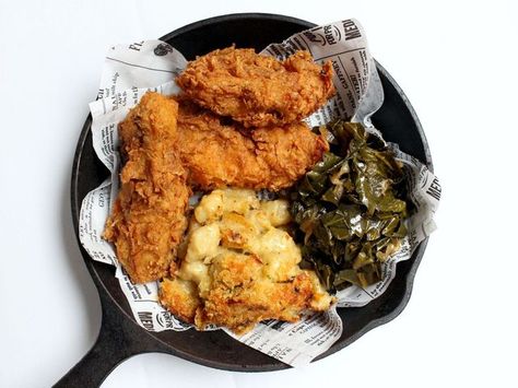 Recipe Exchange: Recipes from Mobile's Battle House Hotel Healthy Southern Recipes, Soul Food Restaurant, Fried Chicken And Waffles, Southern Recipes Soul Food, Pan Fried Chicken, Southern Fried Chicken, Chicken And Waffles, Collard Greens, Food Places