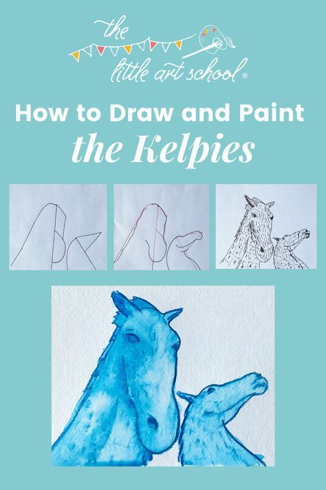 This free online art lesson teaches how to draw a Scotland's iconic Kelpies and to paint using wonderfully mess-free watercolour pencils, or you can just colour in if you don't have paints! The lesson includes drawing techniques which break the drawing down step by step. The painting is done using watercolour pencils and is explained in the Little Art School 'easy to follow' steps. At the Little Art School we believe that ANYONE can learn to draw and paint! The Artist Who Painted A Blue Horse Preschool Activities, Will Kemp Art School Tutorials, Medieval Art Lessons For Elementary, Scottish Artists For Kids, Kehinde Wiley Art Lesson For Kids, Scotland Art, Watercolour Pencils, Draw And Paint, Online Art Classes