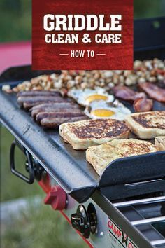 Our pre-seasoned professional steel griddles can handle just about any cooking job you can throw at them. But that doesn't mean they don't need a little TLC every now and then. If you want to get the most out of your griddle, from camp breakfast to back patio cookouts, follow the guide here.  http://www.campchef.com/blog/how-to-care-for-your-griddle/ Camp Chef Recipes, Outdoor Griddle Recipes, Griddle Cooking Recipes, Hibachi Recipes, Flat Top Grill, Griddle Recipes, Grill Time, Griddle Cooking, Camp Chef