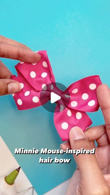 Minnie Mouse Bow Template, Minnie Mouse Hair Bow, Minnie Mouse Ribbon, Minnie Mouse Hair, Minnie Mouse Hair Bows, Hair Bows Diy Ribbon, Mouse Hair, Minnie Y Mickey Mouse, Hair Bow Tutorial