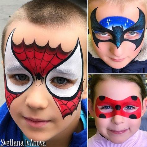 Superhero Face Painting, Eye Face Painting, Animal Face Paintings, Face Painting Tips, Face Painting For Boys, Girl Face Painting, Face Painting Tutorials, Spiderman Face, Face Painting Easy