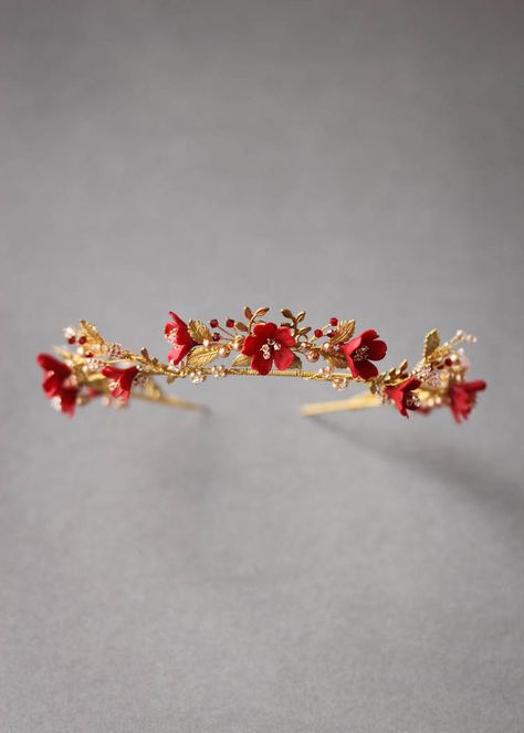 Gold Wedding Crown, Red Gold Wedding, Picked Flowers, Wedding Headpieces, Inexpensive Jewelry, Red Blush, Harvest Gold, Unique Bride, Freshly Picked