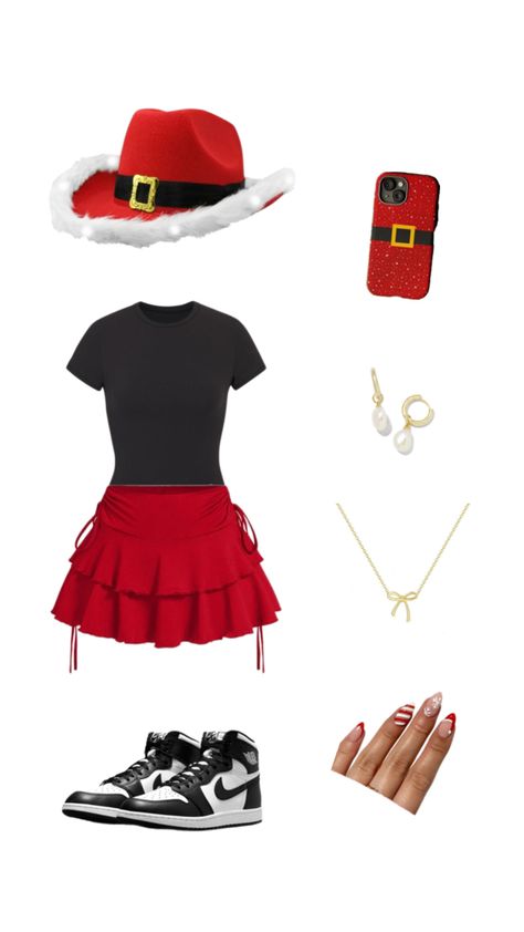 Jingle Ball Outfit Ideas Concert, Jingle Ball Concert Outfit Ideas, Jingle Ball Outfit Ideas, Ball Outfit Ideas, Ball Outfit, Red Skirts, Red Outfit, Concert Outfit, Christmas Outfit