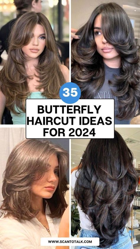 Butterfly Layers For Long Hair, Haircut Long With Layers, Hairstyles With Movement, Haïr Cut For Women Medium, Long Layer Butterfly Cut, Butterfly Haircut Style, Butterfly Haircut No Bangs, What Is The Butterfly Haircut, Long Haircut To Add Volume