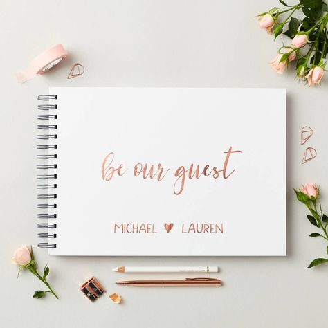 Personalised Rose Gold Wedding Guest Book File Ideas, Diy Guest Book, Cricut Wedding, Personalized Wedding Guest Book, Rustic Wedding Guest Book, Wedding Expo, Wedding Planning Websites, Future Wedding Plans, Book Wedding