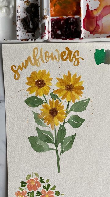 Fabric designer - watercolour artist - educator on Instagram: "Come and paint some sunflowers with me! I have the goal of painting everyday this year and other than one day I’ve stuck to it! I’m wondering if you would like me to share the process? Paper - @archespapers cold press 300gsm Brush - @princetonbrush heritage round 4 Paint - @winsorandnewton ⁣ ⁣ .⁣ .⁣ .⁣ .⁣ .⁣ #artistsoninstagram #artoftheday #instaart #sketchbook #sunflower #sunflowerfield #sunflowerlove #sunflowerlover #sunflow Sunflower Painting Gouache, Watercolor Sunflower Field, Watercolour Sunflower, Sunflower Art Project, Watercolor Painting Easy, Sunflower Watercolor Painting, Sunflowers Painting, Art Is Dead, Sunflower Watercolor