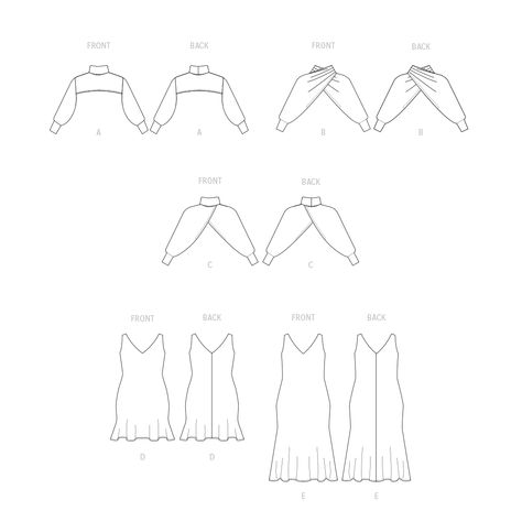 Line Art Shrug Sewing Pattern, Mccalls Dress, Crossover Dress, Shrug For Dresses, Kwik Sew, Mccalls Sewing Patterns, Miss Dress, Mccalls Patterns, Front View