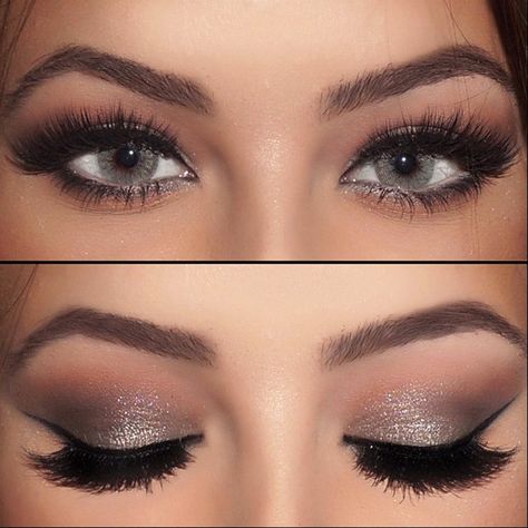 Grey Eye Makeup, Wedding Hairstyles And Makeup, Eyeliner Hacks, Kajal Eyeliner, Magical Makeup, Makijaż Smokey Eye, Gray Eyes, Smokey Eyes, Makeup Goals