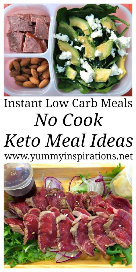 No Cook Keto Meals - How To Eat Keto Without Cooking - recipes and ideas to make it easier to follow a low carb Ketogenic Diet when you can't or don't want to cook. No Cook Keto, Keto Meal Ideas, Low Carb Meals, Desserts Keto, Ketogenic Meal Plan, Low Carb Meal, No Cook, Low Carb Dessert, Ketogenic Diet Meal Plan