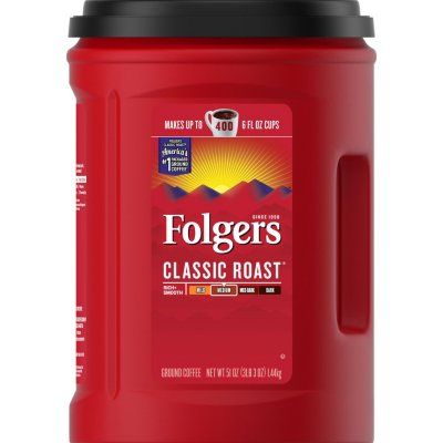 Folgers Classic Roast Ground Coffee (51 oz.) - Sam's Club Classic Roast, Folgers Coffee, Medium Roast Coffee, Coffee Canister, Dark Roast Coffee, Roast Coffee, Ground Coffee, Instant Coffee, Coffee Branding