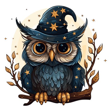 Beautiful Starry Night Witch Owl Clipart - Ai Generative Owl Witch, Owl Halloween, Owl Halloween Art, Spooky Owl Drawing, Night Owl Illustration, Owl Sublimation Designs, Night Witches, Cartoon Crazy, Halloween Owl