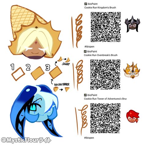 MysticFlourライト created her own brushes! Crk Ibispaint Brush, Experiment Oc Male, Cookie Run Kingdom Drawing, Cookie Run Brush Ibis Paint, How To Draw Cookies, Cookie Run Drawing, Crk Oc Base, Cookie Run Kingdom Base, Cookie Run Base