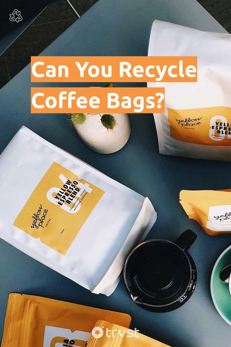 Recycled Coffee Bags, Coffee Bean Bags, Kraft Paper Packaging, Waste Recycling, Coffee Bags, Coffee Brand, Upcycle Ideas, Coffee Storage, Steaming Cup