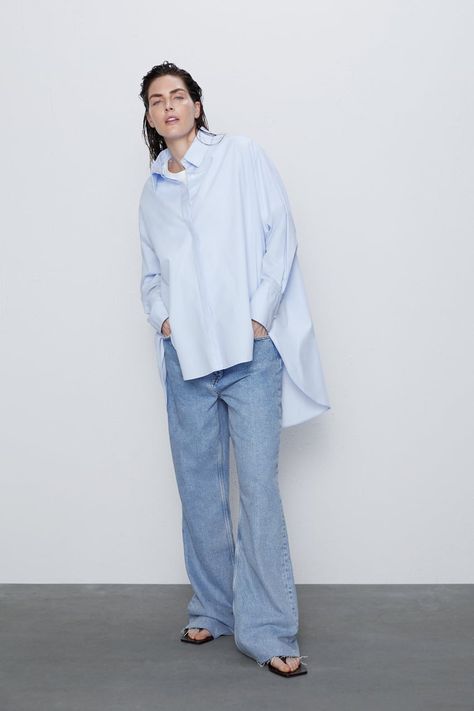 OVERSIZED POPLIN SHIRT | ZARA United Kingdom Poplin Shirt Outfit, Oversized Poplin Shirt, Oversized Striped Shirt, Outfit 2023, Shirt Outfits, Shirt Dress Summer, Life Care, Genetically Modified, Summer Outfit Inspiration