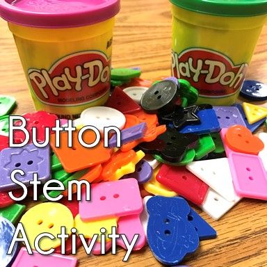 Button Stem Activity Preschool High Scope Activities, Pete The Cat Fine Motor Activities, Pete The Cat Buttons, Stem Activities Kindergarten, Winter Stem Activities, Stem Bins, Stem Activities Preschool, Kindergarten Stem, Elementary Stem Activities