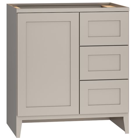 30" Vanity Sink Base with 3 Drawers in Omni Mineral Mantra Mineral Cabinets, Bathroom Vanity Sink, Cabinet Door Style, 30 Vanity, Sugar Maple, Base Cabinets, Soft Close Doors, Shaker Style, Door Styles