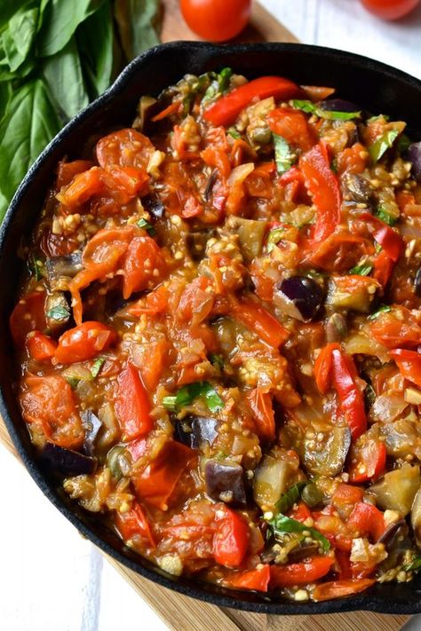 Eggplant Caponata | Every Last Bite Eggplant Caponata Recipe, Caponata Recipe, Cultural Foods, Eggplant Recipes Easy, Eggplant Caponata, Meat Dish, Eggplant Dishes, Resep Diet, Eggplant Parmesan