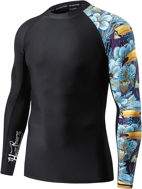 HUGE SPORTS Men's Splice UV Sun Protection UPF 50+ Skins Rash Guard Long Sleeves Sport Man, Rash Guard, Upf 50, Sun Protection, Diving, Long Sleeves, For Free, Sun, My Style