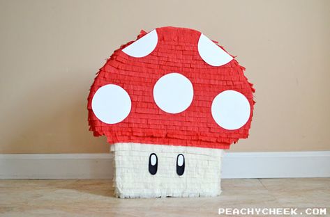 DIY Mario Mushroom Pinata Mushroom Pinata, Family Game Night Party, Scrabble Tiles Coasters, Homemade Pinata, Diy Playing Cards, Game Night Parties, Playing Card Holder, Diy Pinata, Themed Desserts