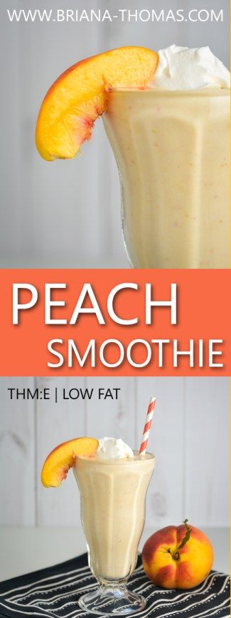 #Peach #Smoothie - #THME - Trim Healthy Mama E - low glycemic - #nosugaradded - #glutenfree - #eggfree - #nutfree. #brianathomas #trimhealthymama #thm #healthyeating #healthyrecipes #recipes  #sugarfree #lowglycemic #singleserve Fruit Smoothies Recipes, Brianna Thomas, Thm Smoothies, Thm Drinks, Df Recipes, Trim Healthy Mama Plan, Trim Healthy Momma, Peach Smoothie, Banana Drinks