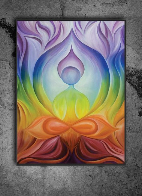 Spiritual Art Painting, Yoga Art Painting, Chakra Painting, Yoga Painting, Yoga Kunst, Painting Lotus, Arte Yoga, Lotus Painting, Spiritual Paintings