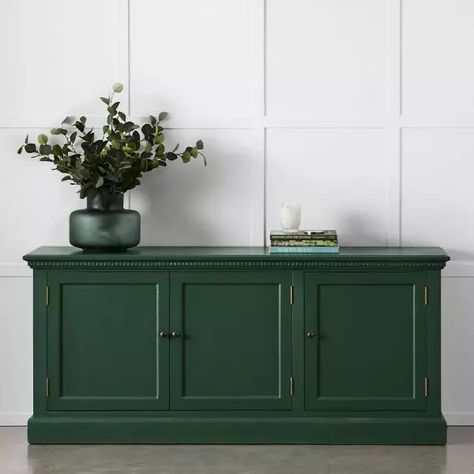 Buffets & French Sideboards Online Australia | PHL Homewares Green Painted Sideboard, Green Storage Cabinet, Cottage Conversion, Renovated Furniture, Sideboard Decor Dining Room, How To Decorate A Sideboard, Coloured Furniture, Green Sideboard, Hall Entrada