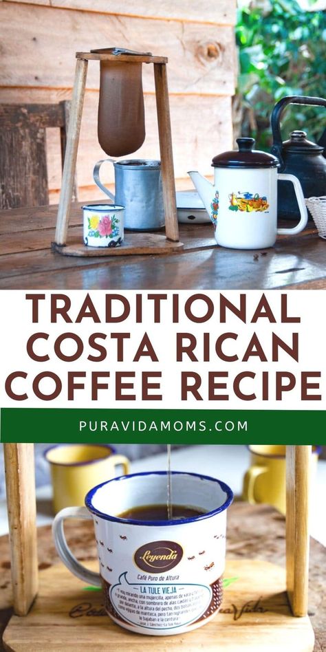 Traditional Costa Rican café chorreado is made using Costa Rican ground coffee and a simple drip method where hot water is poured through a coffee sock propped on a chorreador. It’s a cup of coffee you must experience! Costa Rican Desserts, Coffee Concoctions, Puerto Rican Coffee, Costa Rica Coffee, Costa Rico, Costa Rican Coffee, Costa Rican Food, Rican Food, Organic Supplements