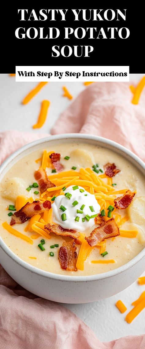 Image for Tasty Yukon Gold Potato Soup Roux For Potato Soup, Potato And Onion Soup Recipes, Potato Soup No Flour, Ocharleys Loaded Potato Soup, Potato Soup Yukon Gold, Yukon Gold Potato Soup, Gold Potato Soup, Golden Potato Soup, Quick Potato Soup