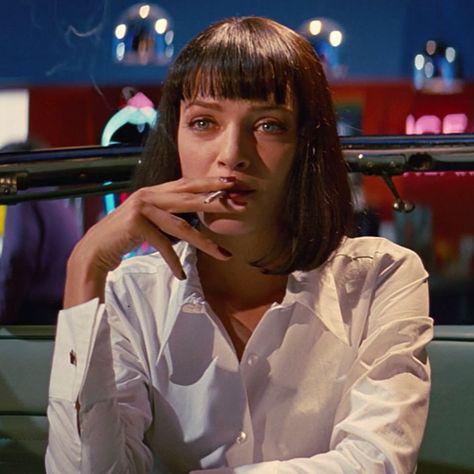 Pulp Fiction Tattoo, Uma Thurman Kill Bill, Uma Thurman Pulp Fiction, Tarantino Pulp Fiction, Pulp Fiction 1994, Quentin Tarantino Movies, Uma Thurman, 80s Movies, Haircuts Straight Hair